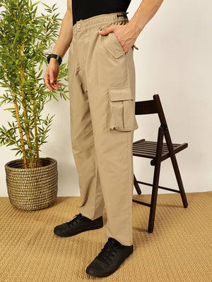 Thomas Scott Men Smart Loose Fit Easy Wash Cargos Trousers