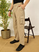Beige Smart Loose Fit Mid-Rise Easy Wash Cotton Cargo Trouser For Men