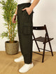 Olive Smart Loose Fit Mid-Rise Easy Wash Cotton Cargo Trouser For Men