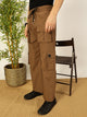 Brown Smart Loose Fit Wrinkle Free Woven Cargo Trouser For Men