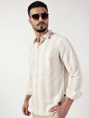 Thomas Scott Men Premium Slim Fit Opaque Striped Casual Shirt