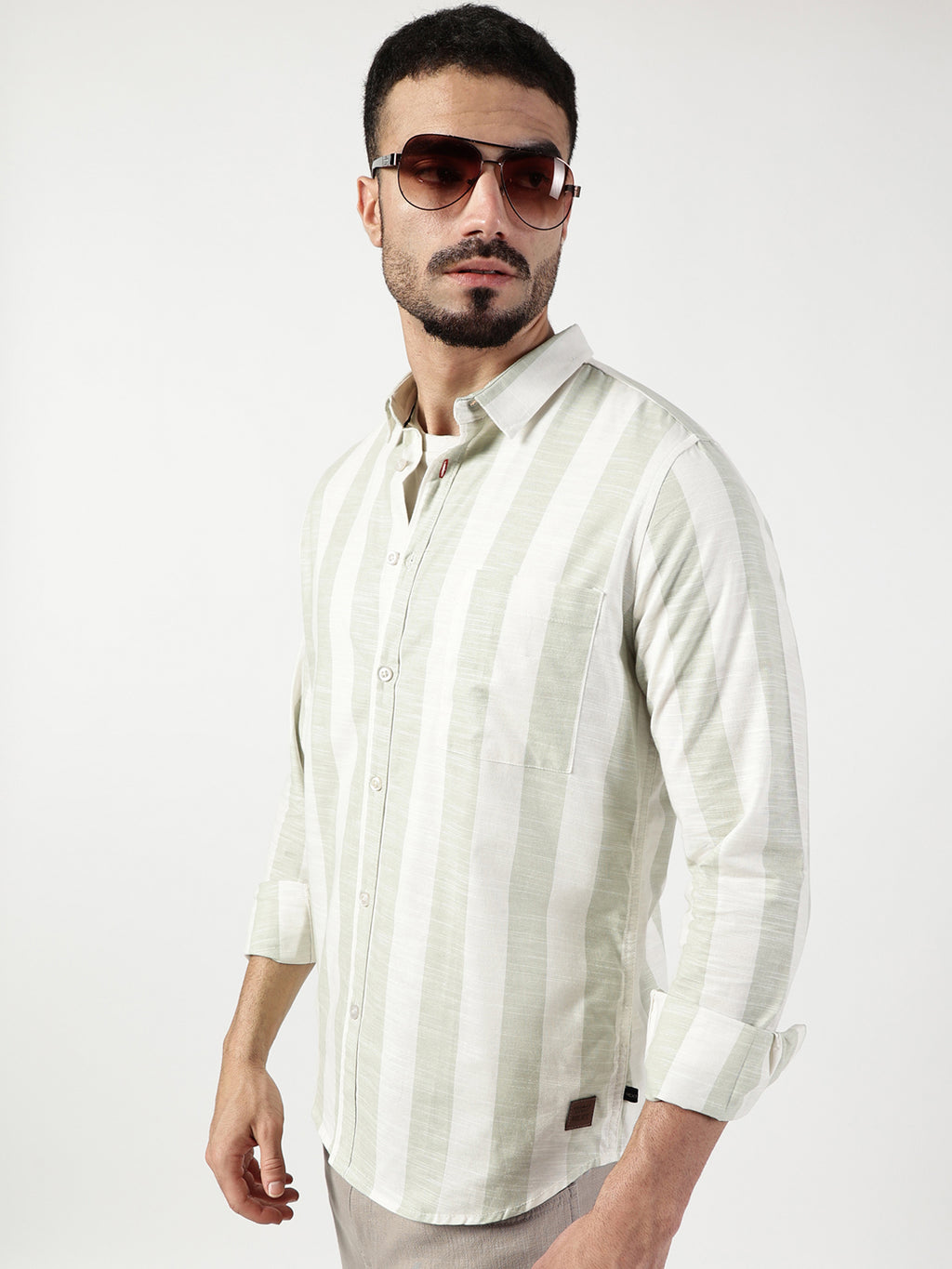 Thomas Scott Men Premium Slim Fit Opaque Striped Casual Shirt