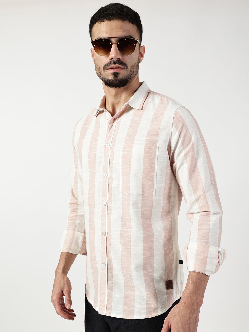 Thomas Scott Men Premium Slim Fit Opaque Striped Casual Shirt