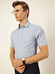 Light Blue Smart Tartan Checks Opaque Checked Formal Shirt For Men