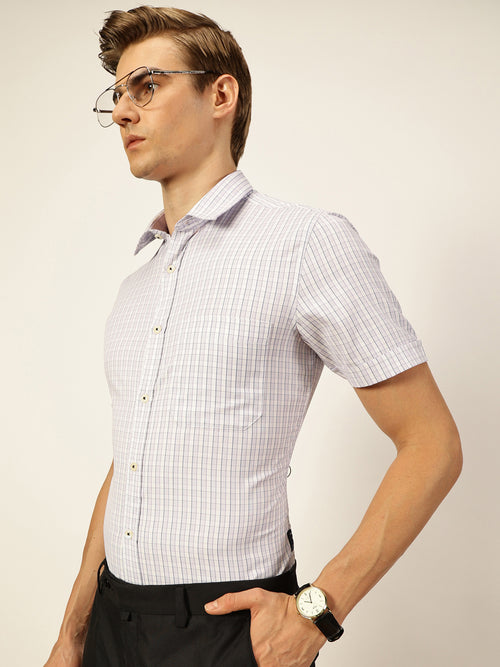 Thomas Scott Men Smart Gingham Checks Opaque Checked Formal Shirt