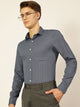 Navy Smart Pinstripes Opaque Striped Formal Shirt For Men
