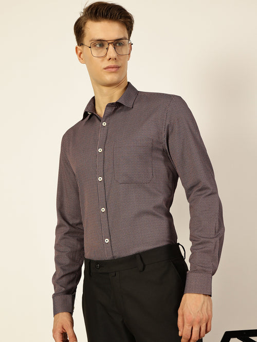 Thomas Scott Men Smart Pinstripes Opaque Striped Formal Shirt
