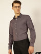 Red Smart Pinstripes Opaque Striped Formal Shirt For Men