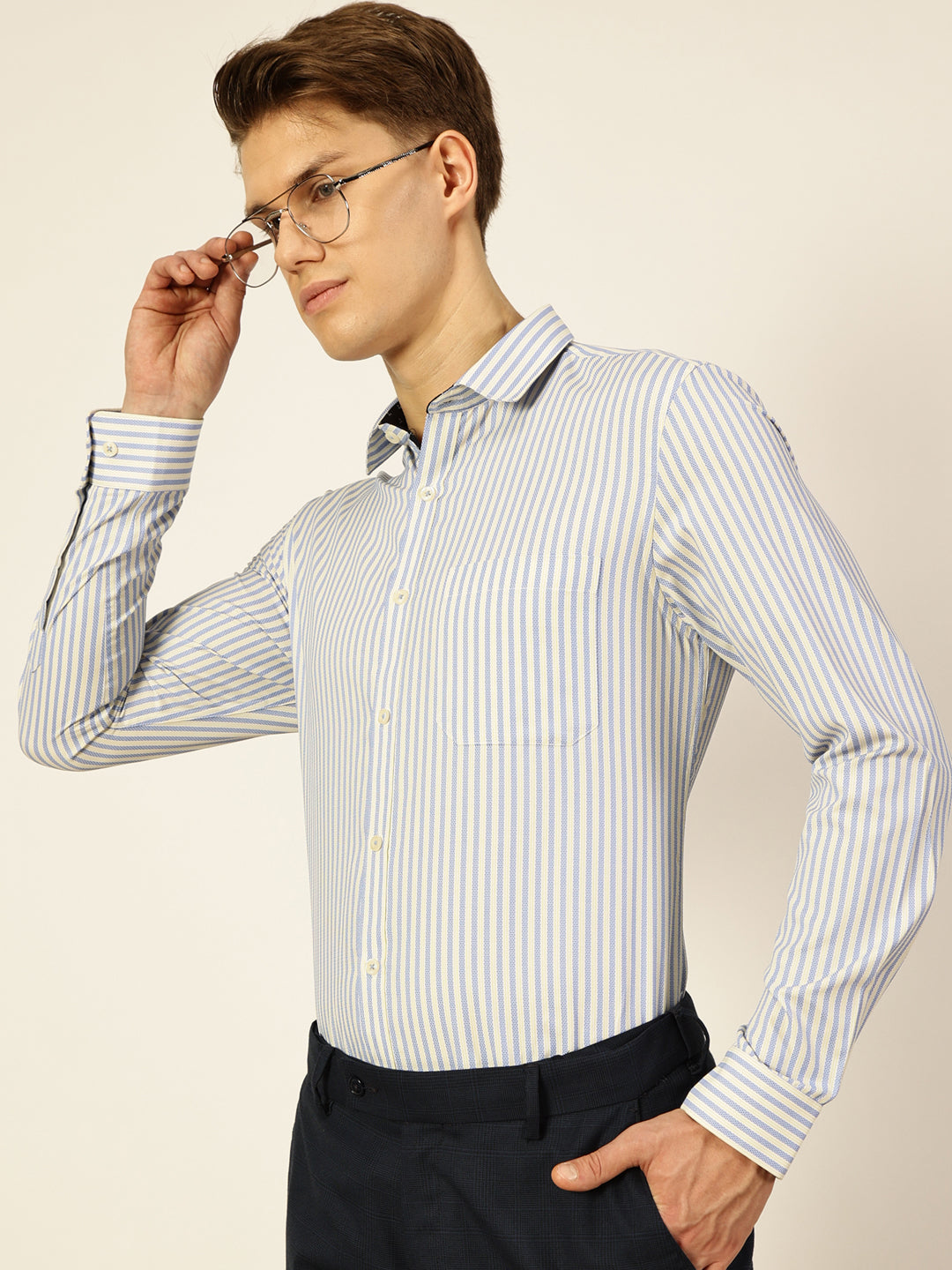 Thomas Scott Men Smart Opaque Striped Formal Shirt