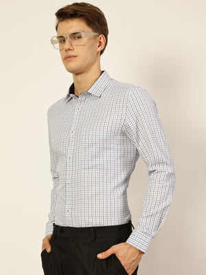 Thomas Scott Men Smart Gingham Checks Opaque Checked Formal Shirt