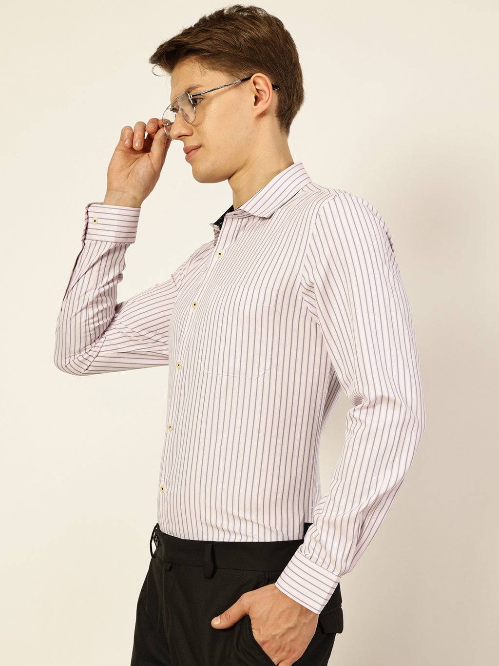 Thomas Scott Men Smart Opaque Striped Formal Shirt