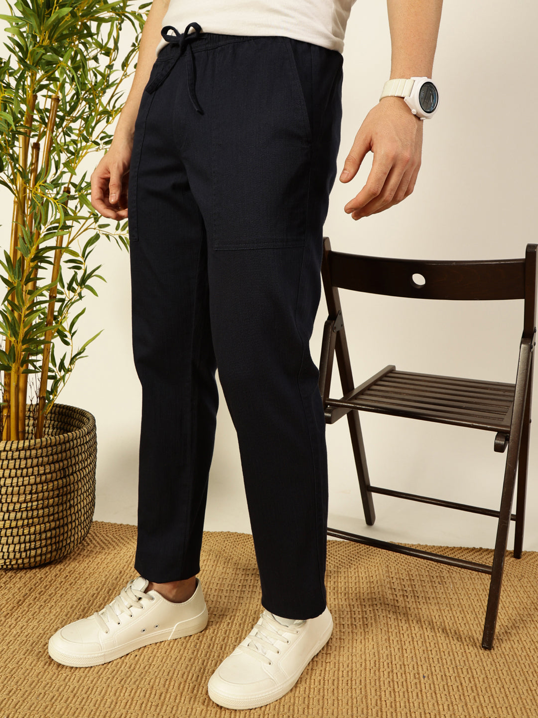 Thomas Scott Men Solid Smart Slim Fit Trousers