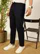 Dark Navy Classic Cotton Linen Casual Chinos Trouser For Men