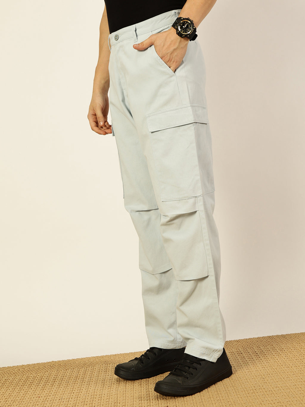 Thomas Scott Men Classic Straight Fit Cargos Trousers