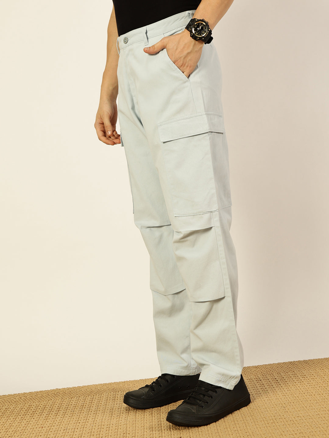 Thomas Scott Men Classic Straight Fit Cargos Trousers