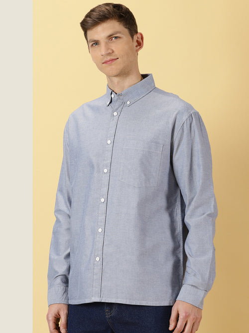 Thomas Scott Men Button-Down Collar Premium Regular Opaque Cotton Casual Shirt