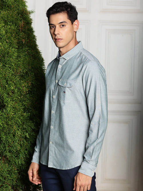 Thomas Scott Men Premium Button-Down Collar Semiformal Shirt