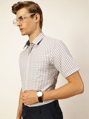 Thomas Scott Men Smart Gingham Checks Opaque Checked Formal Shirt