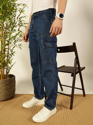 Thomas Scott Men Classic Relaxed Fit Cotton Cargo Jeans