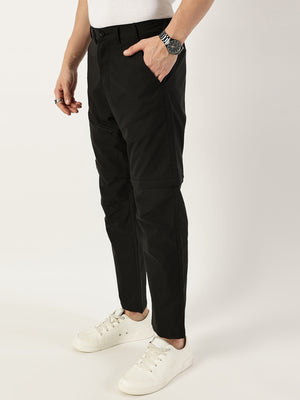Thomas Scott Men Black Relaxed Straight Fit Convertible Trousers
