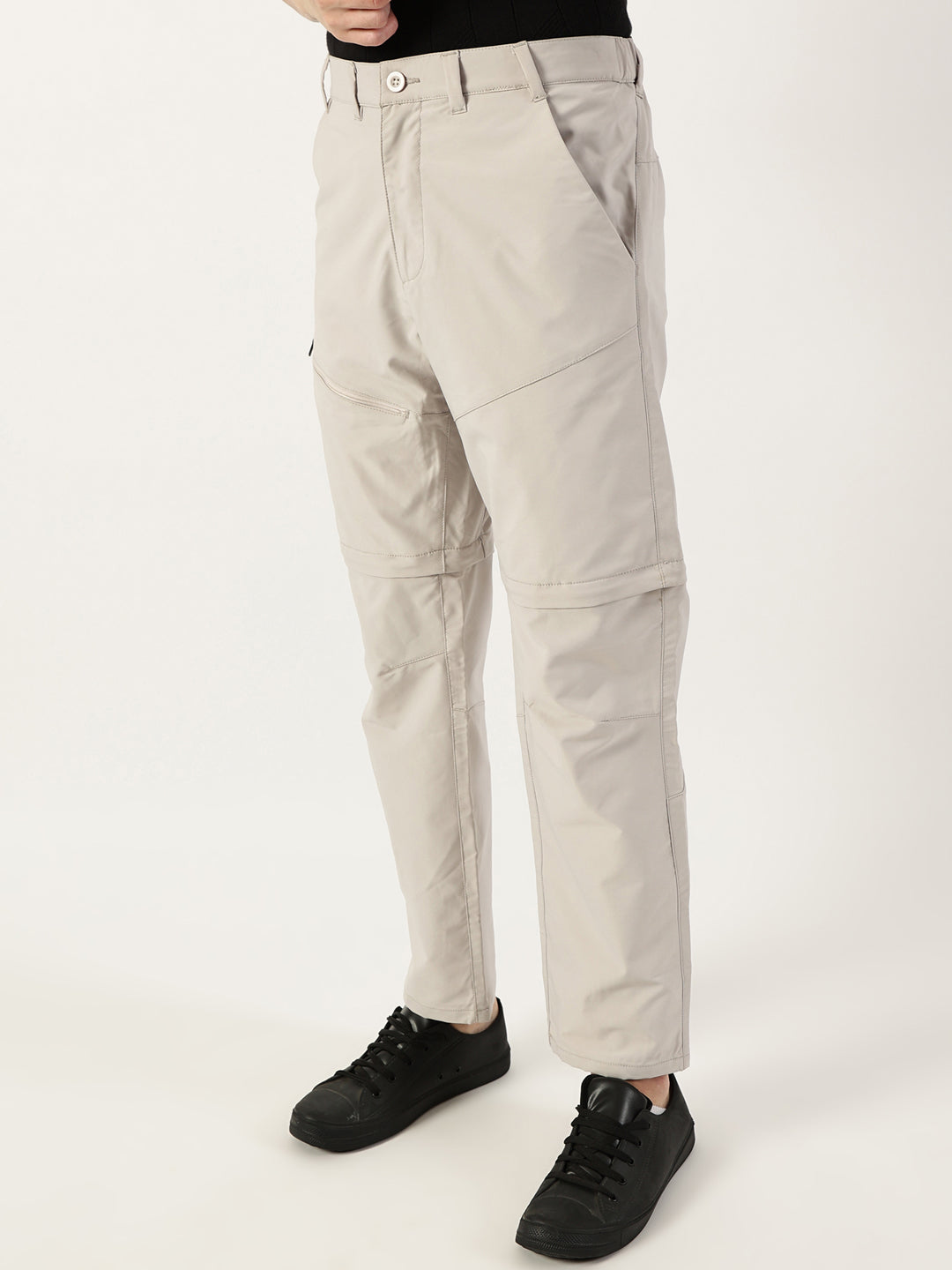 Thomas Scott Men Light Grey Relaxed Straight Fit Convertible Trousers