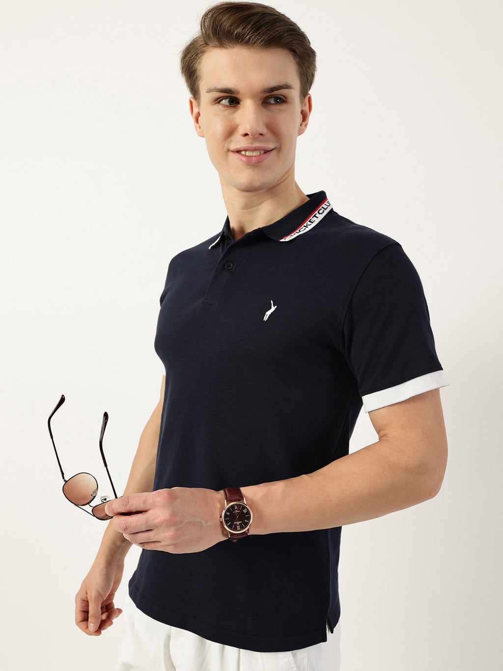 Thomas Scott Men Navy Polo Collar T-shirt