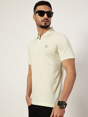 Thomas Scott Men Cream Polo Collar T-shirt