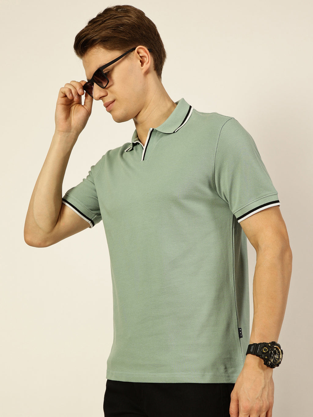 Thomas Scott Men Pista Solid Polo Collar Cotton T-shirt