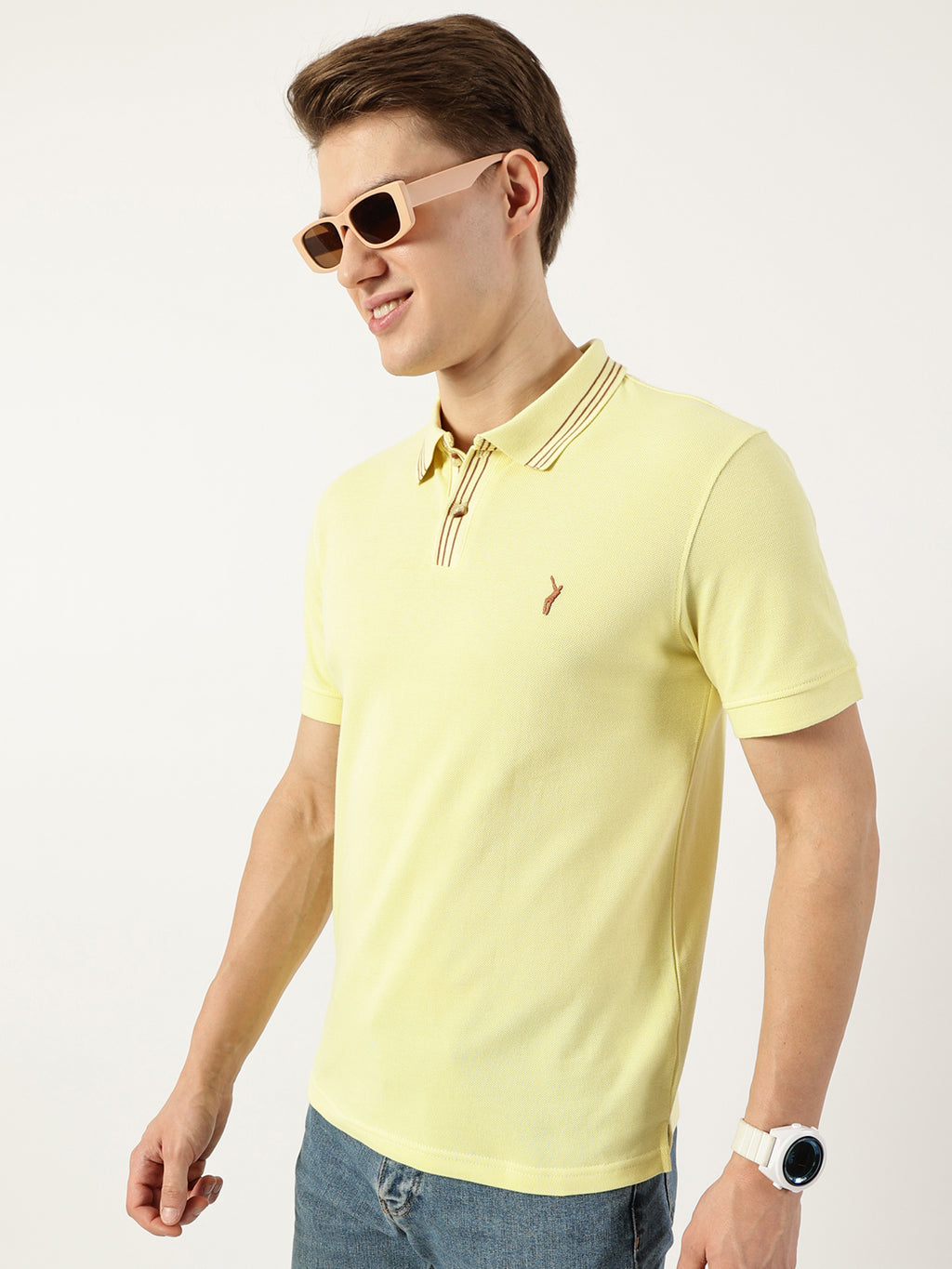 Thomas Scott Men Light Yellow Polo Collar T-shirt