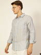 Grey Striped Slim Fit Casual Shirt For Men