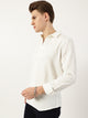 Thomas Scott Men White1 Premium Spread Collar Textured Solid Slim Fit Casual Shirt