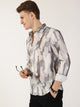Grey Premium Slim Fit Opaque Printed Casual Shirt For Men