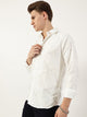White Premium Spread Collar Graphic Printed Slim Fit Casual Shirt For Men