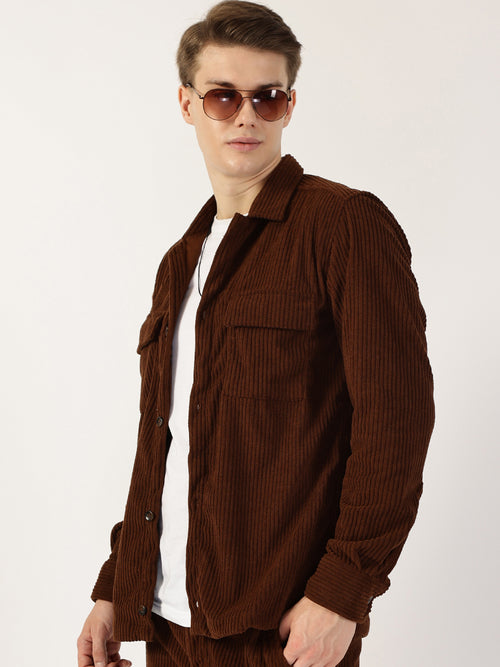Thomas Scott Men Brown Premium Opaque Casual Shirt
