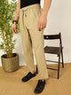Thomas Scott Men Fawn Smart Regular Fit Mid-Rise Pleated Cotton Trouser