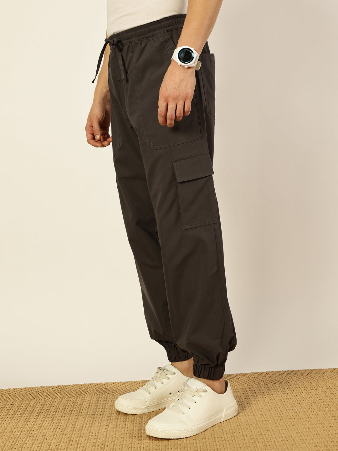 Thomas Scott Men Smart Loose Fit Easy Wash Cargos Trousers