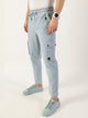 Mid Blue Relaxed Loose Fit Easy Wash Cargo Trouser For Men