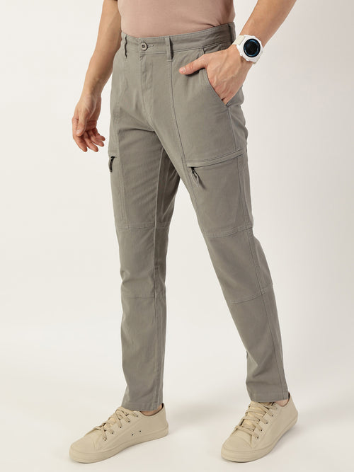 Thomas Scott Men Grey Smart Easy Wash Regular Fit Mid-Rise Cargos