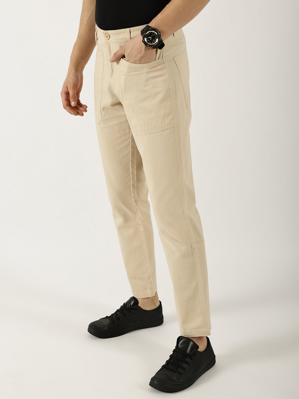 Thomas Scott Men Fawn Smart Straight Fit Easy Wash Trousers