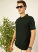 Thomas Scott Men Bottle Green Bio Finish Solid Polo Collar Cotton T-shirt