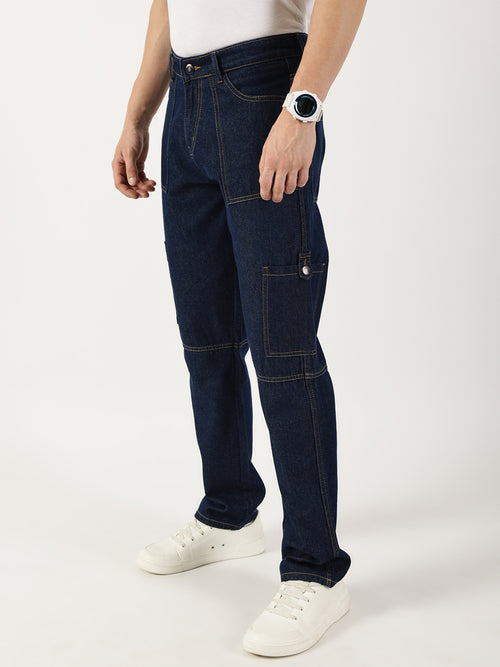 Thomas Scott Men DarkBlue Loose Fit Relaxed Fit Mid-Rise Cotton Jeans