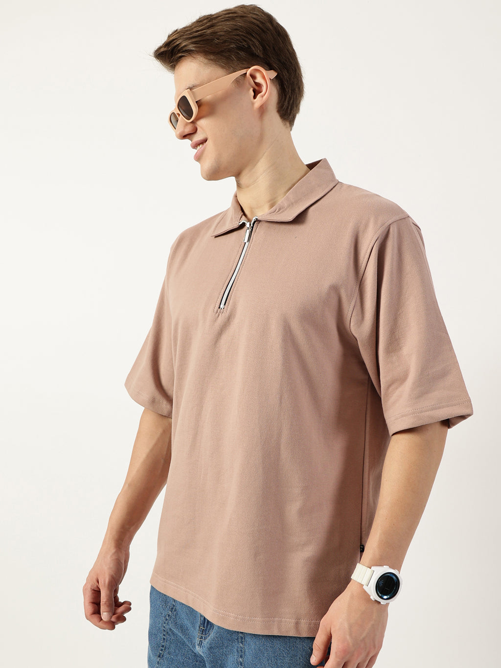 Thomas Scott Men Onion Pink Polo Collar Bio Finish T-shirt