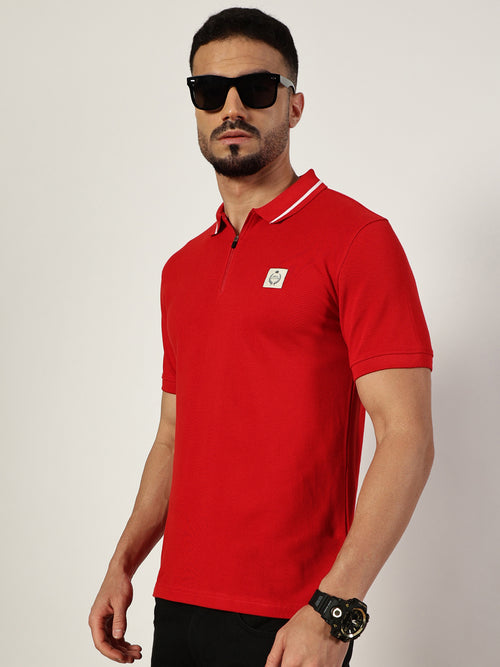 Thomas Scott Men Red Polo Collar T-shirt