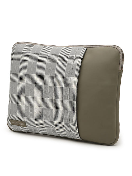 Thomas Scott Men Checked PU Laptop Sleeve Bag