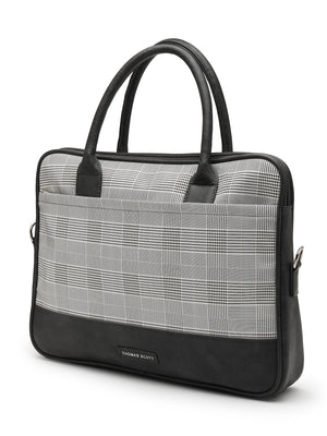Thomas Scott Men Checked PU Laptop Bag