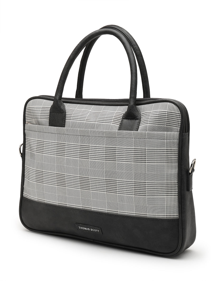Thomas Scott Men Checked PU Laptop Bag