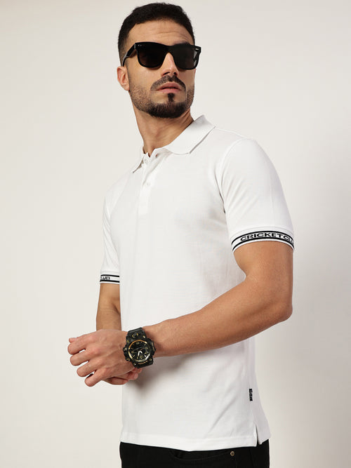 Thomas Scott Men White Polo Collar Pockets T-shirt