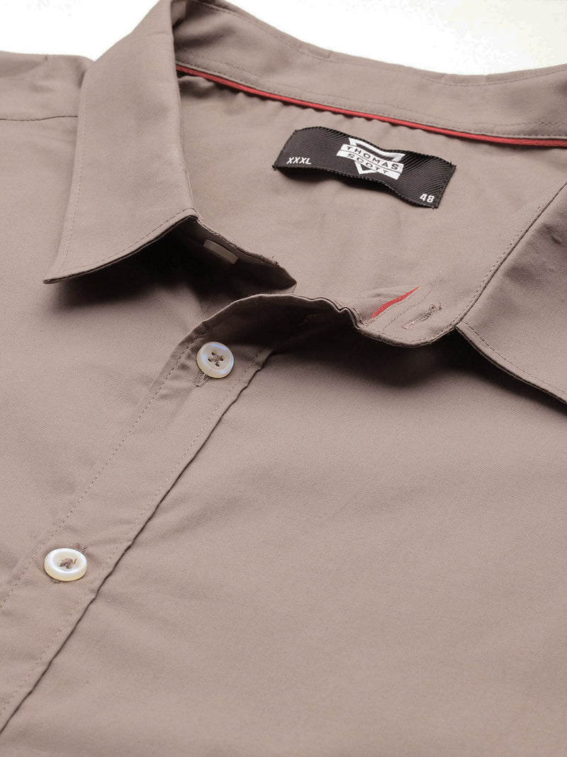 Thomas Scott Men Brown Plus Size Premium Casual Shirt