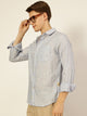 Sky Blue Premium Striped Linen Slim Fit Casual Shirt For Men