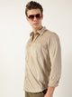 Thomas Scott Men Beige Classic Spread Collar Textured Solid Slim Fit Casual Shirt